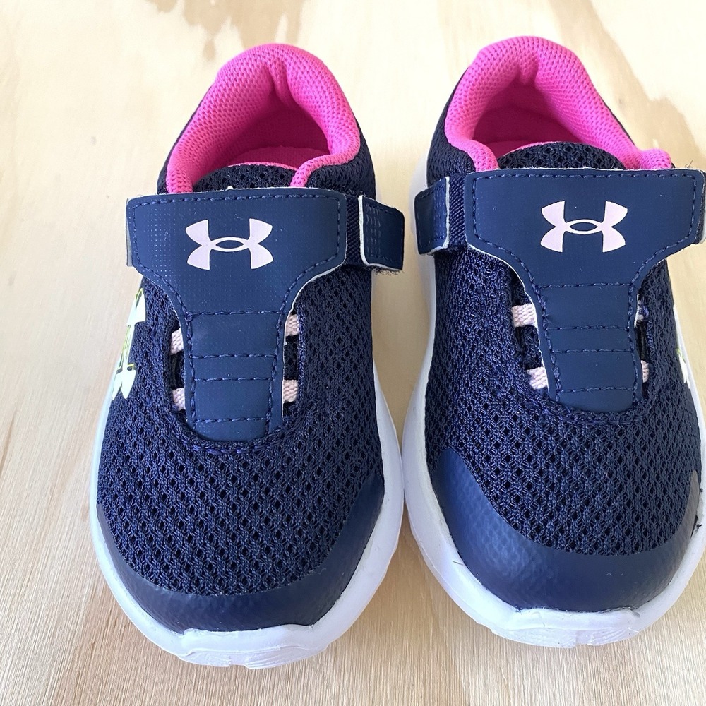 Under Armour Toddler Girls Navy & Pink Tennis Shoes Size 5K NWT